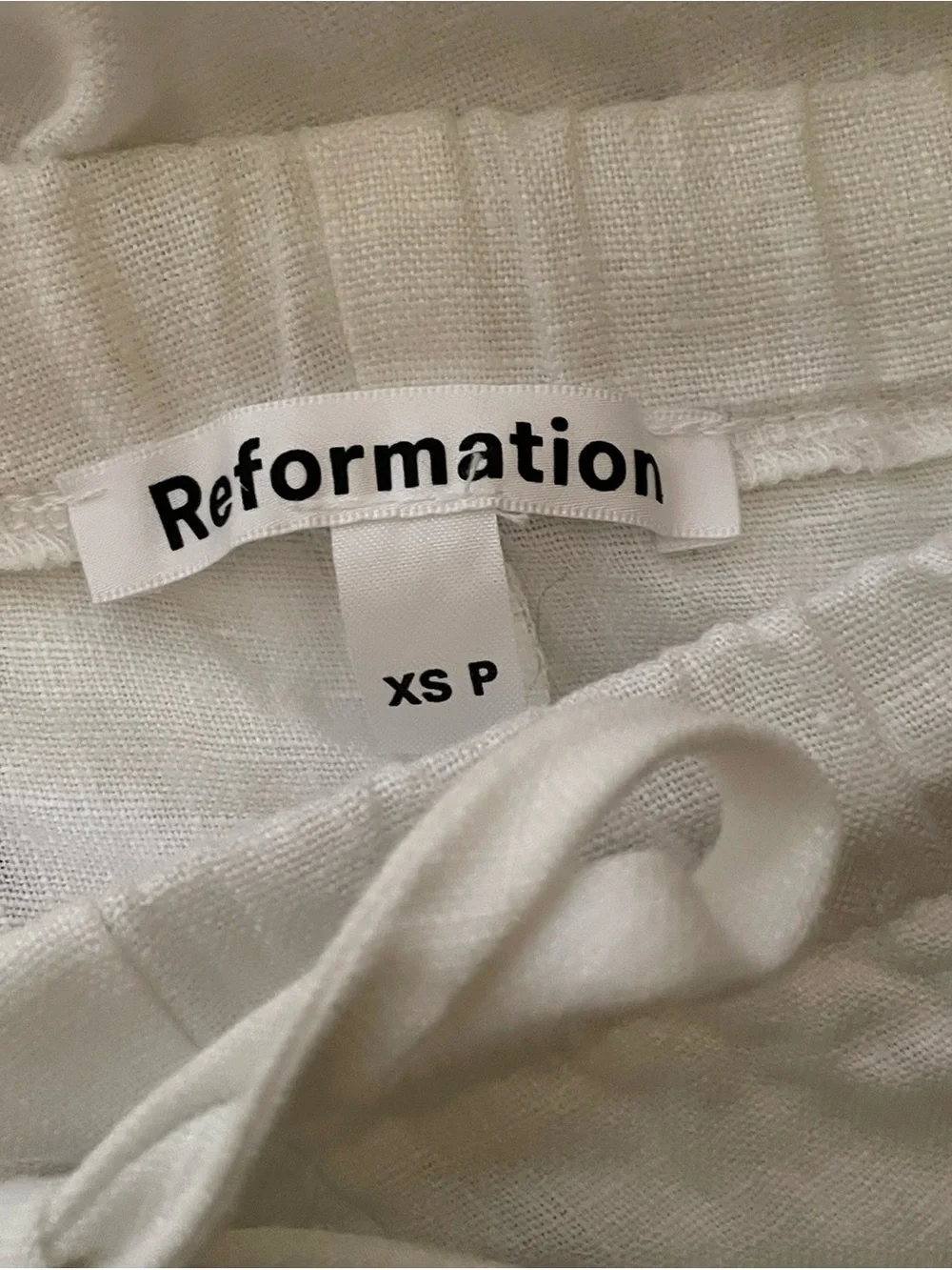 Reformation Women's White Linen Drawstring Wide Leg Pants Petite Size XS
